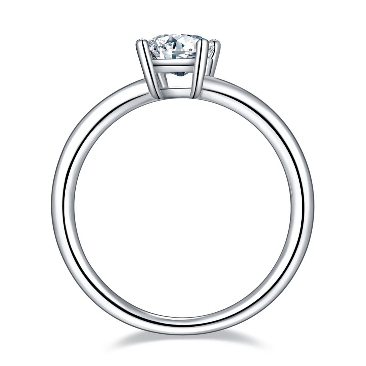 Classic rectangular S925 silver plated white gold moissanite diamond women's ring 1.0 carat D-grade